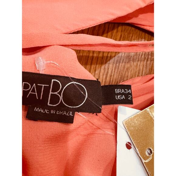 PATBO ORANGE FLUTTER SLEEVE RUFFLE MAXI PARTY DRESS size 2 / 34 - Picture 3 of 16